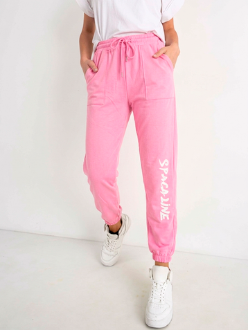 розовые женские спортивные брюки (X&D, двунитка, 5 ед. размеры: S. S. L. L. 2XL) - фото 3