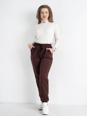 0022-9 коричневые женские спортивные брюки ( 5`th Avenue, турецкая двунитка, 4 ед. размеры полубатал: 50.52.54.56) - фото 3