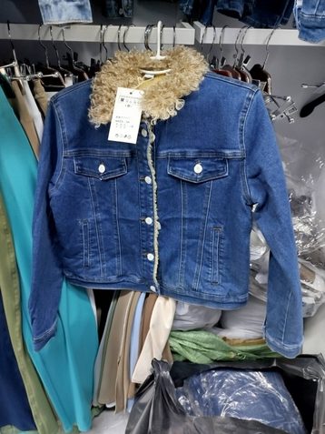 0055-1* синяя женская джинсовая куртка на меху (new jeans, 3 ед, размеры норма: s. m. l) выдача на следующий день - фото 3