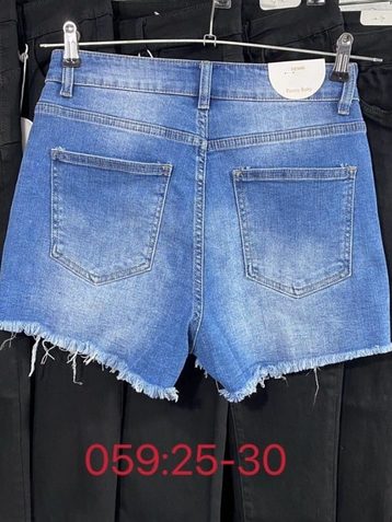 голубые женские джинсовые шорты (New Jeans, стрейч, 6 ед, размеры норма: 25-30) выдача на следующий день - фото 3