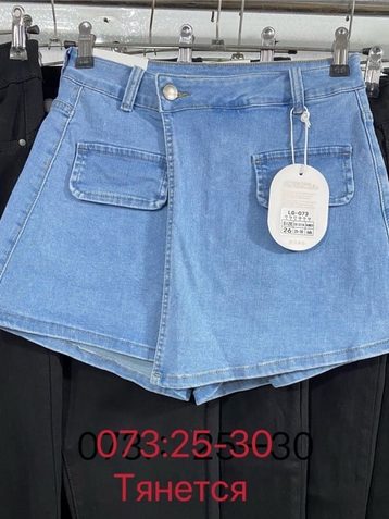 голубые женские шорты-юбка (New Jeans, стрейч, 6 ед, размеры норма: 25-30) выдача на следующий день - фото 2