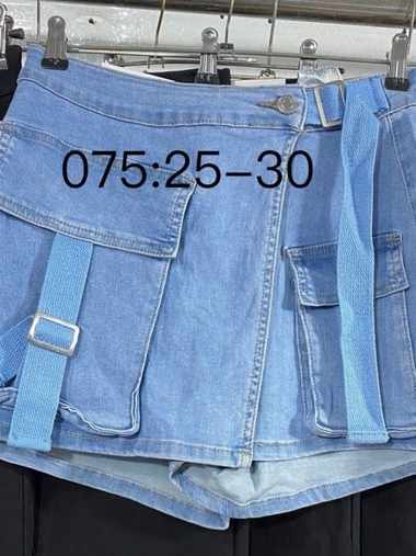 голубые женские шорты-юбка (New Jeans, стрейч, 6 ед, размеры норма: 25-30) выдача на следующий день