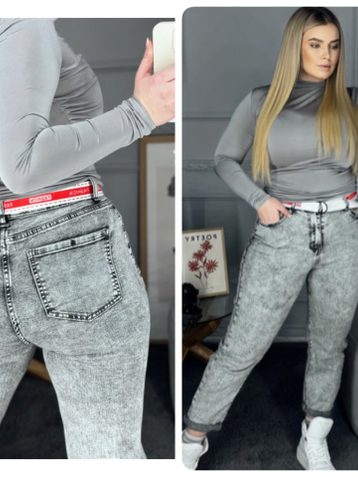 серые женские джинсы (LADY N, стрейчевые, 6 ед. размеры батал: 30. 31. 32. 33. 34. 36) выдача на следующий день - фото 2