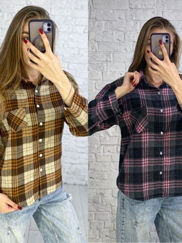 выбор цвета женская рубашка (тонкая байка, 4 ед, размеры норма: m. l. xl. xxl) выдача на следующий день - фото 2
