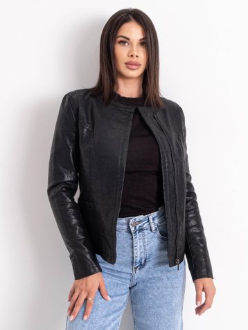 черная женская куртка (экокожа, 7 ед. размеры норма: S. M. L. XL. 2XL. 3XL. 4XL) выдача на следующий день - фото 2