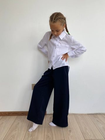 синие школьные брюки палаццо (тиар, 7 ед. размеры: 116. 122. 128. 134. 140. 146. 152) выдача на следующий день - фото 8
