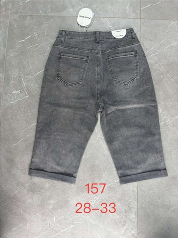 серые женские джинсовые шорты (New Jeans, стрейч, 6 ед, размеры полубатал: 28-33) выдача на следующий день - фото 3