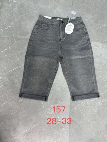 серые женские джинсовые шорты (New Jeans, стрейч, 6 ед, размеры полубатал: 28-33) выдача на следующий день - фото 2