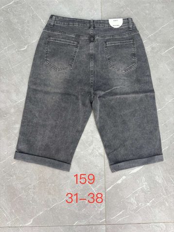 серые женские джинсовые шорты (New Jeans, стрейч, 6 ед, размеры батал: 31-38) - фото 3