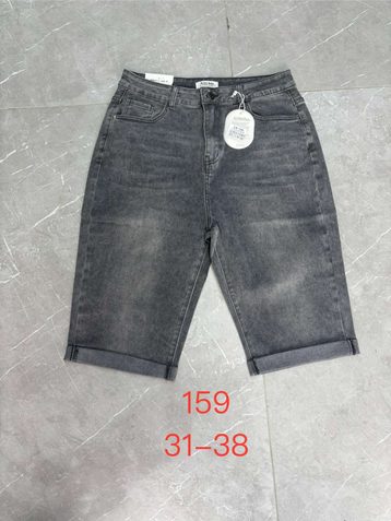 серые женские джинсовые шорты (New Jeans, стрейч, 6 ед, размеры батал: 31-38) - фото 2