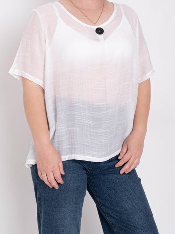 0202-10 * белая женская футболка (коттон 65%, полиэстер 35%, 8 ед. размеры батал: XL-4XL, повторяются) выдача на следующий день - фото 2