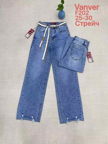 голубые женские джинсы vanver (стрейч коттон, 6 ед, размеры норма: 25-30) выдача на следующий день - фото 2