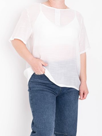 белая женская футболка (коттон 65%, полиэстер 35%, 8 ед. размеры батал: XL-4XL, повторяются) выдача на следующий день - фото 5