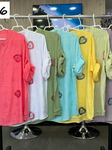 выбор цвета женская рубашка (лен, 4 ед, размеры батал: 3XL-6XL) выдача на следующий день - фото 2