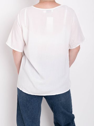 0207-10 * белая женская футболка (коттон 65%, полиэстер 35%, 8 ед. размеры батал: XL-4XL, повторяются) выдача на следующий день - фото 3