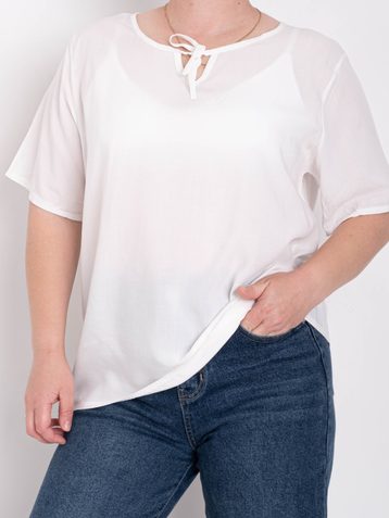 0207-10 * белая женская футболка (коттон 65%, полиэстер 35%, 8 ед. размеры батал: XL-4XL, повторяются) выдача на следующий день - фото 5