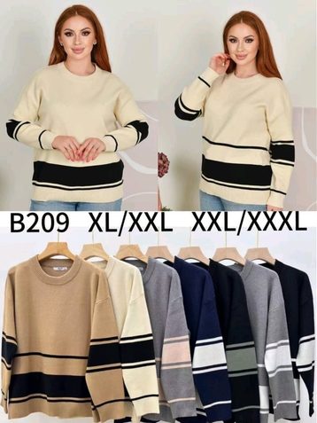 микс цветов женский свитер (5 ед, размеры батал: XL-3XL) - фото 2