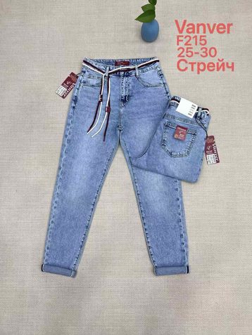 голубые женские джинсы vanver (стрейч коттон, 6 ед, размеры норма: 25-30) выдача на следующий день - фото 2