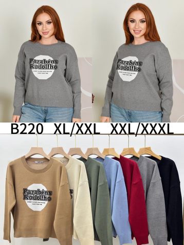 микс цветов женский свитер (Kiss me, 5 ед, размеры батал: XL-3XL) - фото 2