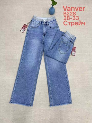 голубые женские джинсы vanver (стрейч коттон, 6 ед, размеры полубатал: 28-33) выдача на следующий день - фото 2