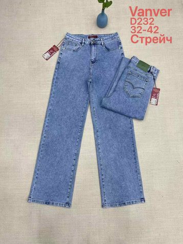 голубые женские джинсы vanver (стрейч коттон, 6 ед, размеры батал: 32-42) выдача на следующий день - фото 2