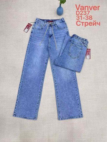 голубые женские джинсы vanver (стрейч коттон, 6 ед, размеры батал: 31-38) выдача на следующий день - фото 2