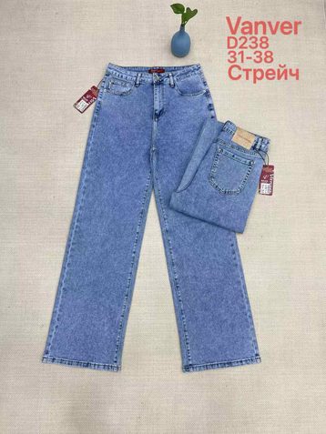 голубые женские джинсы vanver (стрейч коттон, 6 ед, размеры батал: 31-38) выдача на следующий день - фото 2