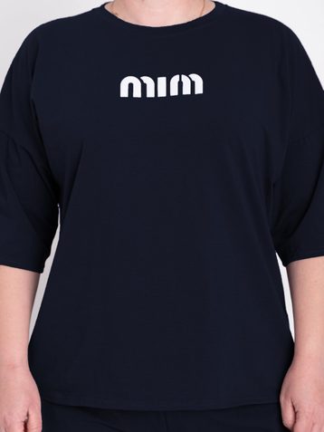 0285-44 темно-синий женский спортивный костюм (футболка + штаны) (5'TH AVENUE, турецкая двунитка, 3 ед. размеры батал: 52. 54. 56) - фото 7