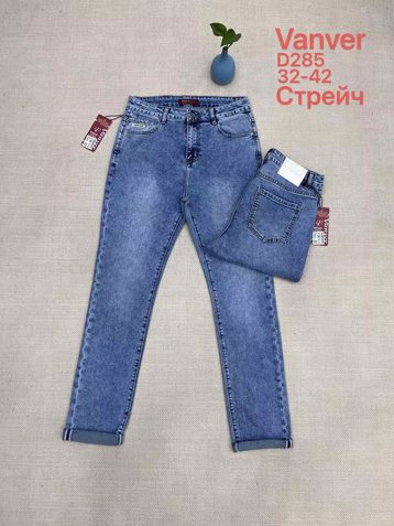 голубые женские джинсы vanver (стрейч коттон, 6 ед, размеры батал: 32-42) выдача на следующий день - фото 2