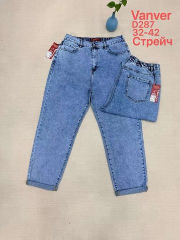 голубые женские джинсы vanver (стрейч коттон, 6 ед, размеры батал: 32-42) выдача на следующий день - фото 2