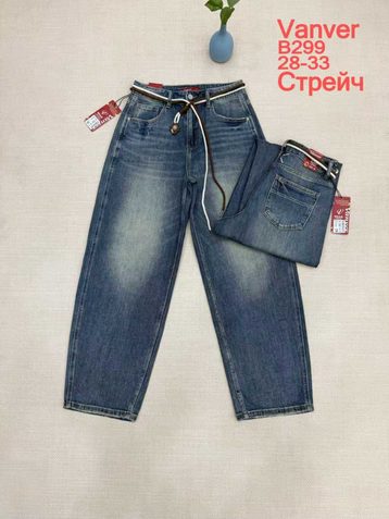 синие женские джинсы vanver (стрейч коттон, 6 ед, размеры полубатал: 28-33) выдача на следующий день - фото 2