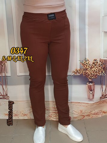 коричневые женские штаны (стрейч-креп, 5 ед. размеры норма: S. M. L. XL. 2XL) выдача на следующий день - фото 2