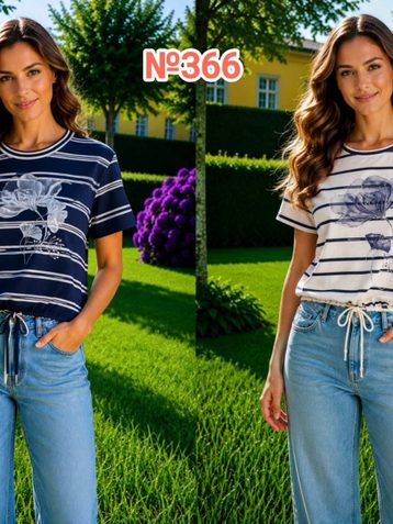 0366 # выбор цвета женская футболка (трикотаж, 4 ед, размеры батал: 2XL-5XL) выдача на следующий день - фото 2