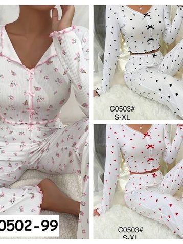 выбор цвета женская пижама (рубчик, 5 ед, размеры норма: S-XL) выдача на следующий день - фото 2