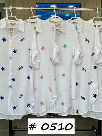 выбор цвета женская рубашка (лен, 4 ед, размеры батал: XL-4XL) выдача на следующий день - фото 2