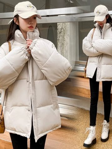 0521-10 белая женская куртка (синтепон,oversize. 5 ед. размеры норма-полубатал: S. M. L. XL. 2XL) - фото 2