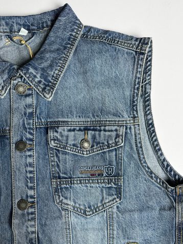 голубая мужская жилетка ( коттон, с карманами, 6 ед размеры: норма S. M. L. XL. 2XL. 3XL) - фото 5