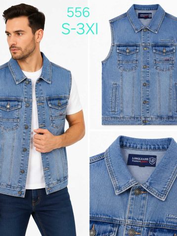 голубая мужская жилетка ( коттон, с карманами, 6 ед размеры: норма S. M. L. XL. 2XL. 3XL) - фото 2