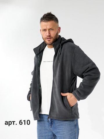 графитовый мужской худи на меху (6 ед, размеры батал: XL-5XL) выдача на следующий день - фото 2