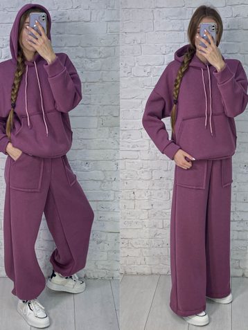 0620-23 фрезовый женский спортивный костюм (5`th Avenue, турецкая трехнитка, флис, 3 ед, размеры норма: 42, 44, 46) - фото 2