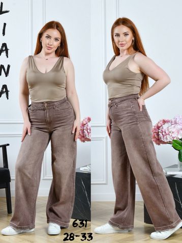 коричневые женские джинсы (Liana, стрейч коттон, 6 ед, размеры полубатал: 28-33) выдача на следующий день - фото 2