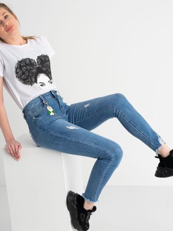 0647 / голубые женские джинсы (New Jeans, стрейчевые,6 ед. размеры норма: 25.26.27.28.29.30) - фото 2