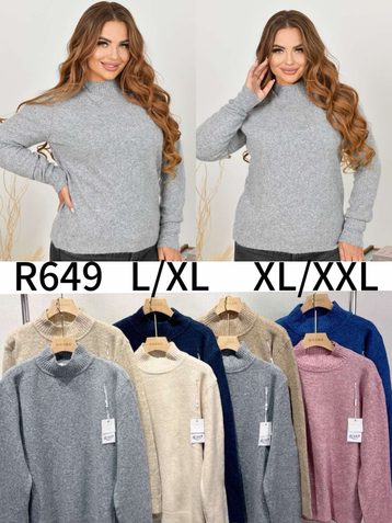 микс цветов женский свитер (5 ед, размеры полубатал: L-2XL) - фото 2