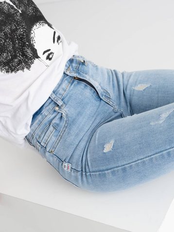 голубые женские джинсы (New Jeans, стрейчевые, 4ед. размеры норма: 25, 26, 28, 29) - фото 5