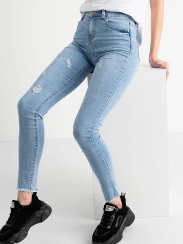 голубые женские джинсы (New Jeans, стрейчевые, 4ед. размеры норма: 25, 26, 28, 29) - фото 2