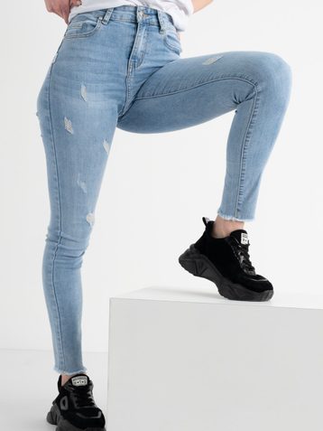 0664 / голубые женские джинсы (New Jeans, стрейчевые, 6 ед. размеры норма: 25.26.27.28.29.30) - фото 3