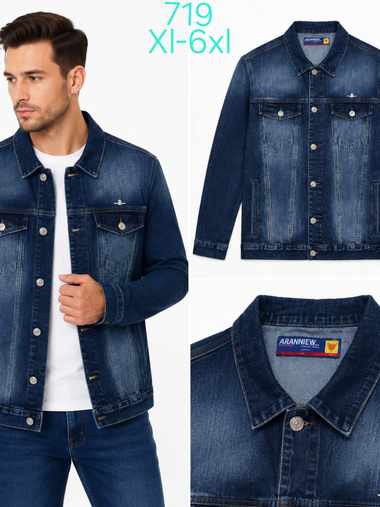 синяя мужская джинсовая куртка (6 ед, размеры батал: XL-6XL) выдача на следующий день