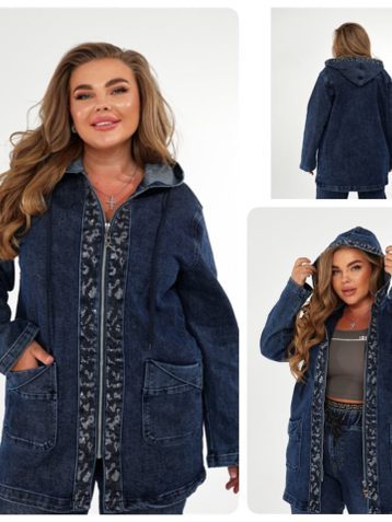 0849# синий женские джинсовый кардиган LADY N (6 ед, размеры батал: 3XL-8XL) выдача на следующий день - фото 2