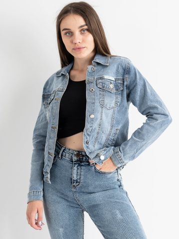 голубая женская джинсовая куртка (New Jeans, стрейчевая, 3 ед. размеры норма:XS, XS, XS) - фото 3