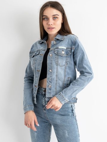 голубая женская джинсовая куртка (New Jeans, стрейчевая, 3 ед. размеры норма:XS, XS, XS) - фото 2